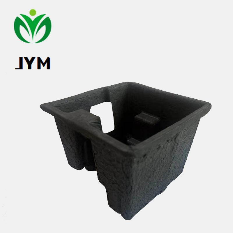 Dry press black molded pulp tray